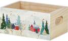Rectangle Wooden Basket &#8220;Snowy Countryside&#8221; collection : Trays, baskets