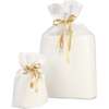 Non-woven polypropylene bag &#8220;White Satin Gold Ribbon&#8221; Collection : Bags