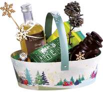Oval Cardboard Basket &#8220;Snowy Countryside&#8221; collection : Celebrations