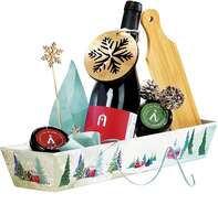 Rectangular cardboard basket &#8220;Snowy Countryside&#8221; collection : Celebrations